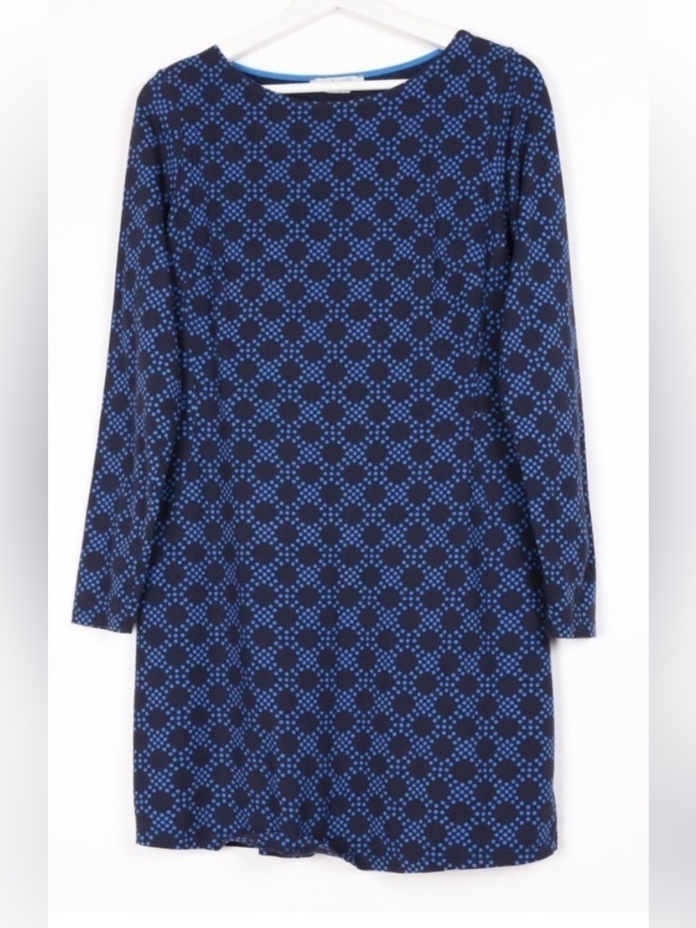 Boden Mia Blue Long Sleeve Patterned Shift Dress